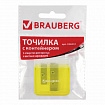Точилка BRAUBERG "Chief", 2 отверстия для чернографитных и цветных карандашей, с контейнером, с крышкой, ассорти, 226942
