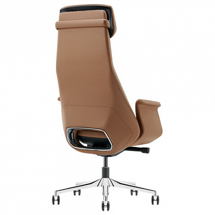 Кресло HAWASAN PREMIUM EX-840 STELLAR, синхромеханизм, алюминий, экокожа, коричневое, 533242