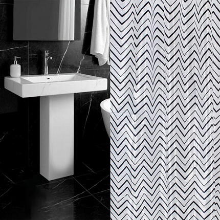 Шторка для ванной ПОЛИЭСТЕР, 180х180 см, кольца в комплекте, УЗОРЫ, PRIMILA (ПРИМИЛА), 700078