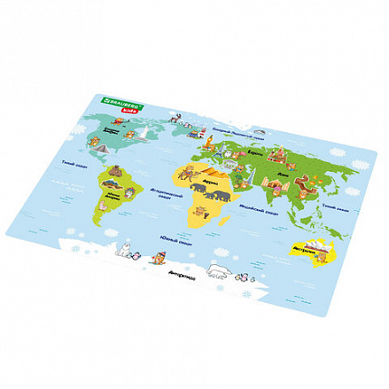 Настольное покрытие BRAUBERG KIDS, А3+, пластик, 46x33 см, "Кот-энтузиаст изучает Мир", 273619