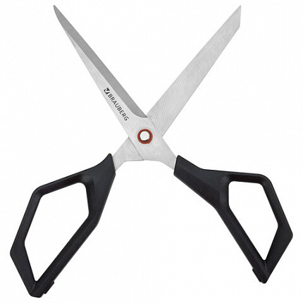 Ножницы BRAUBERG "Super black" 220 мм, черные, 3-сторонняя заточка, ручки из ABS-пластика, 238855