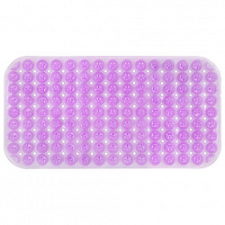 Коврик для ванны противоскользящий 71х38 см, массажный, "Цветы", прозрачно-фиолетовый, ПВХ, PRIMILA (ПРИМИЛА), 700373