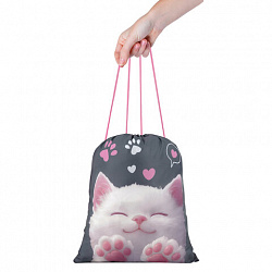 Мешок для обуви BRAUBERG KIDS, с петлей, 42х34 см, "Кот-мурлыка", 274640