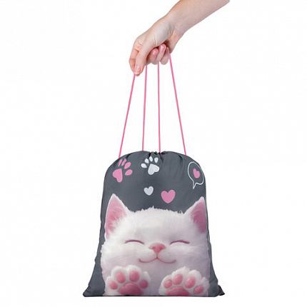 Мешок для обуви BRAUBERG KIDS, с петлей, 42х34 см, "Кот-мурлыка", 274640