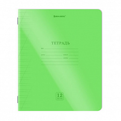 Тетрадь пластиковая обложка (НЕОН) 12 листов, косая линия, BRAUBERG "Smart Cover", АССОРТИ (микс в спайке), 405027