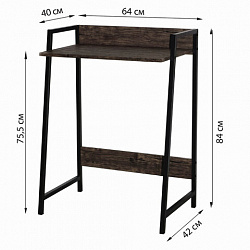 Стол на металлокаркасе BRABIX "LOFT CD-003", 640х420х840 мм, цвет морёный дуб, 641215