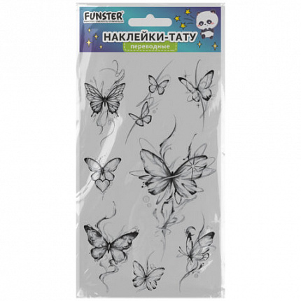 Наклейки-тату переводные "Цветные", 20,5х10 см, ассорти 12 видов, FUNSTER (ФАНСТЕР), 666105