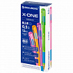 Ручка шариковая с грипом BRAUBERG "X-ONE NEON", СИНЯЯ, корпус ассорти, узел 0,5 мм, линия письма 0,35 мм, 143987