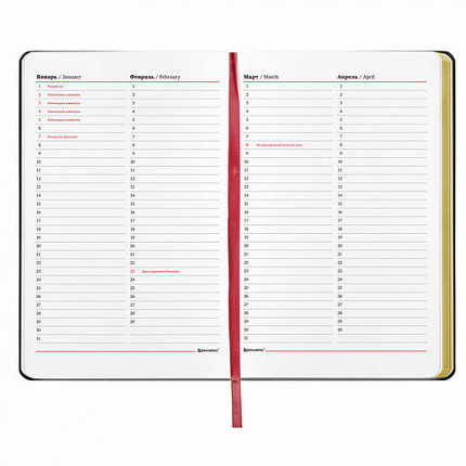 Ежедневник недатированный А5 (138х213 мм), BRAUBERG VISTA, под кожу, гибкий, 136 л., "Pomegranate", 112022