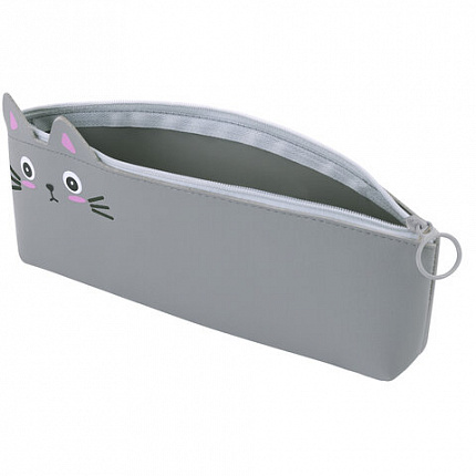 Пенал ЮНЛАНДИЯ ЮНИОР, 1 отделение, искусственная кожа, "Gray kitty", 20х9х7 см, 273819