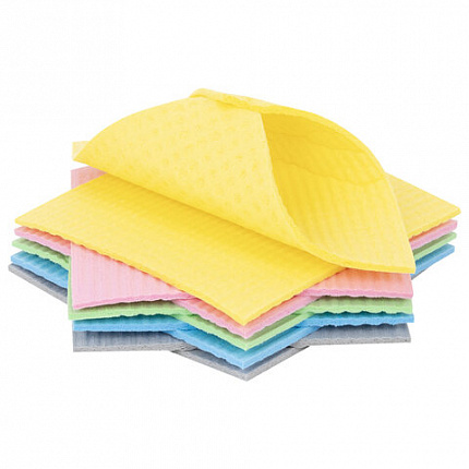Салфетки губчатые для уборки кухни 15х15 см, ЦЕЛЛЮЛОЗНЫЕ, КОМПЛЕКТ 10 шт., цветные, LAIMA, 700264