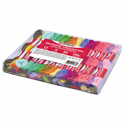 Нитки для вышивания (мулине), набор 50 цветов, 8 м, полиэфир, DEVELIA (Девелиа), 665431
