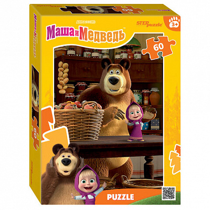 Пазл картонный 60 элементов, лицензия Мульт, АССОРТИ, поле 23х33 см, STEP PUZZLE