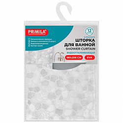 Шторка для ванной EVA, 180х200 см, кольца в комплекте, БЕЛАЯ ЛЕДЯНАЯ СВЕЖЕСТЬ, PRIMILA (ПРИМИЛА), 700099