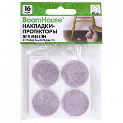 Накладки-протекторы для мебели ФЕТРОВЫЕ самоклеящиеся, d=28 мм, бежевые, КОМПЛЕКТ 16 шт., BOOMHOUSE (БУМХАУС), 701824