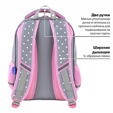 Рюкзак BRAUBERG OPTIMA, 2 отделения, с брелоком, "Любопытный зайка", 36х27х18 см, 272098