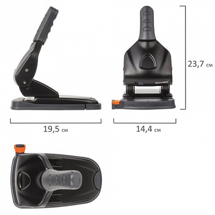 Дырокол металлический МОЩНЫЙ BRAUBERG "Heavy duty" до 65 л., эргономичный, черный, 228496