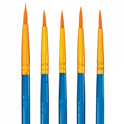 Кисти набор 10 шт., синтетика, синие, № 2/0-8 (Круглые; Овальные; Плоские; Лайнеры), WBZ, 201085