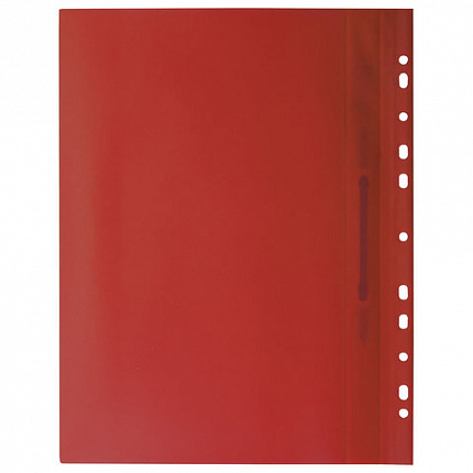 Скоросшиватель пластиковый с перфорацией BRAUBERG, А4, 140/180 мкм, красный, 226582