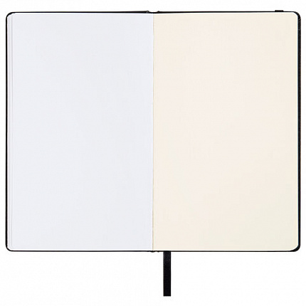 Скетчбук, слоновая кость+белая 140 г/м2, 130х210 мм, 80 л., КОЖЗАМ, резинка, BRAUBERG ART CLASSIC, черный, 116873