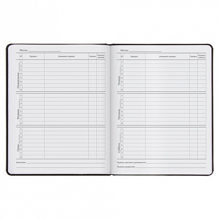 Дневник 1-11 класс 48 л., кожзам (твердая), термотиснение, BRAUBERG "VIENNA", черный, 105960