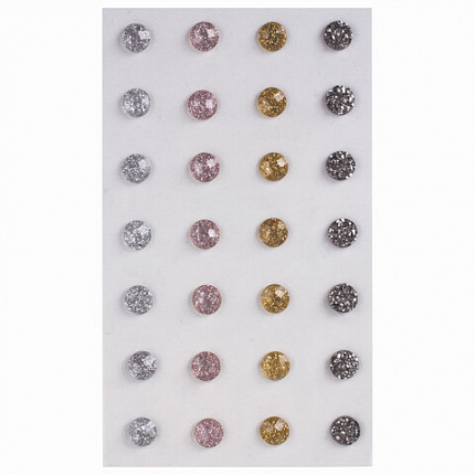 Стразы самоклеящиеся КРУГЛЫЕ, 8 мм, 28 штук, металлик, на подложке, ОСТРОВ СОКРОВИЩ, 662233