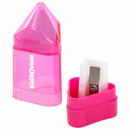 Точилка ЮНЛАНДИЯ "Карандашик" с контейнером и ластиком 2 в 1, НАБОР 4 ШТУКИ, 272508