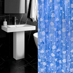 Шторка для ванной ПОЛИЭСТЕР, 180х180 см, кольца в комплекте, МОРЕ, PRIMILA (ПРИМИЛА), 700077
