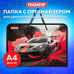 Папка для труда на молнии с ручками ПИФАГОР А4, 1 отделение, пластик, органайзер, "Boom ride", 274539