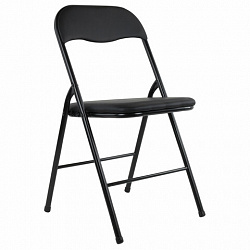Стул складной BRABIX "Golf CF-007", черный каркас, кожзам черный, 531565