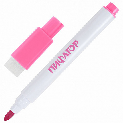 Маркеры стираемые 2 мм на магните со стирателем для белой доски НАБОР 12 ЦВЕТОВ, ПИФАГОР, 152564