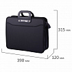 Папка-портфель пластиковая BRAUBERG "ПРЕМЬЕР" А4 (390х315х120 мм) 3 отделения, фактура "бисер", черная, 223082