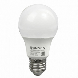 Лампа светодиодная SONNEN, 10 (85) Вт, цоколь Е27, груша, нейтральный белый свет, 30000 ч, LED A60-10W-4000-E27, 453696