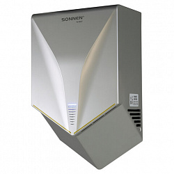 Сушилка для рук ВЫСОКОСКОРОСТНАЯ SONNEN HSD-A1011, 1000 Вт, 90 м/с, IPX4, пластик, серебристая, 701867