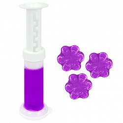 Диски гелевые, освежитель и очиститель для унитаза / писсуара, 8 дисков 44 г, LAIMA, "Лаванда", шприц, 609794