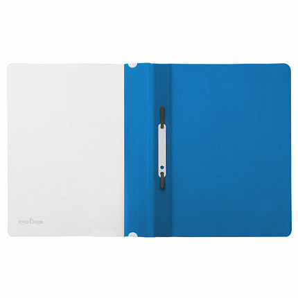 Скоросшиватель пластиковый ЮНЛАНДИЯ, А4, 130/180 мкм, голубой, 228678