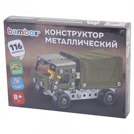 Конструктор металлический "Военный грузовик", с подвижными деталями, 116 элементов, BAMBOX (БАМБОКС), 666362