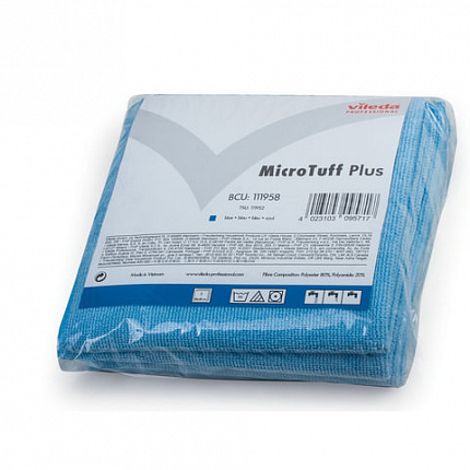 Салфетки VILEDA PROFESSIONAL "МикроТаффПлюс", КОМПЛЕКТ 5 шт., микрофибра, голубые, 38х38 см, 340 г/м2, 174192