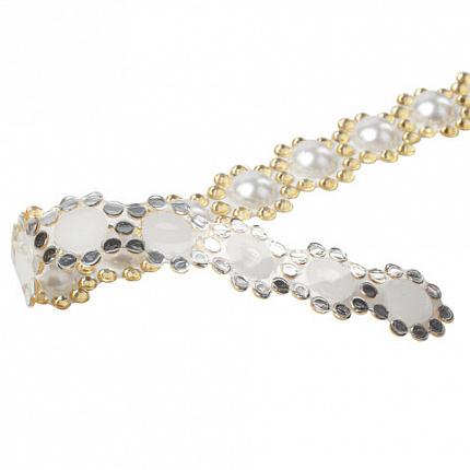 Стразы самоклеящиеся на ленте "ЖЕМЧУЖНЫЕ", 15 мм, 4 ленты, на подложке, ОСТРОВ СОКРОВИЩ, 662244