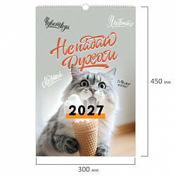 Календарь на гребне с ригелем 2027г, BRAUBERG, 12 листов, 30,0х45,0 см, "Не падай духом", 118385