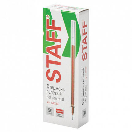 Стержень гелевый STAFF "Basic" GPR-229, 135 мм, КРАСНЫЙ, игольчатый узел 0,5 мм, линия 0,35 мм, 170230