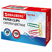Скрепки EXTRA BRAUBERG 28 мм цветные 100 штук, 271313
