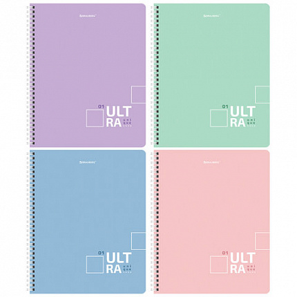 Тетрадь А5 120 л. BRAUBERG пастельная, гребень, клетка, обложка картон, "Pastel Tone" (микс в спайке), 404445