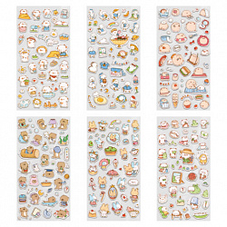 Наклейки декоративные "Милые животные", 17,5х9 см, ассорти 6 видов, FUNSTER (ФАНСТЕР), 6666081