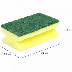 Губки для посуды 9,6х6,4х4 см, КОМПЛЕКТ 2 шт., MAXI, поролон с абразивным слоем, профильные, LAIMA К0015, 601557