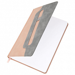 Блокнот А5 148x218 мм BRAUBERG "Assistant", под кожу, 80 листов, держатель, клетка, розовый, 118631