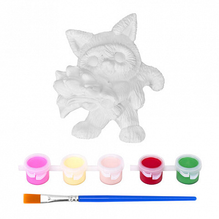 Фигурка-раскраска из гипса "С открыткой", с красками и кистью, ассорти, BRAUBERG KIDS, 666011