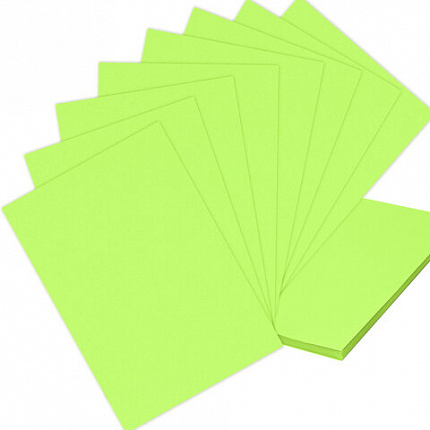 Бумага цветная BRAUBERG, А4, 75 г/м2, 100 л., НЕОН, зеленая, для офисной техники, 116671