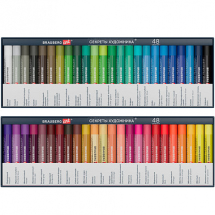Пастель масляная художественная BRAUBERG ART "Секреты художника", 48 цветов, круглое сечение, 182098