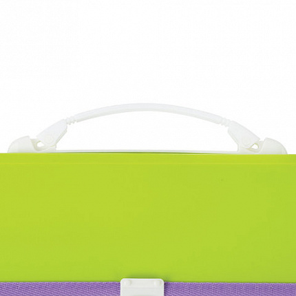 Папка-портфель пластиковая BRAUBERG "JOY", А4 (330х245х35 мм), 13 отделений, с окантовкой, салатовая, 227974